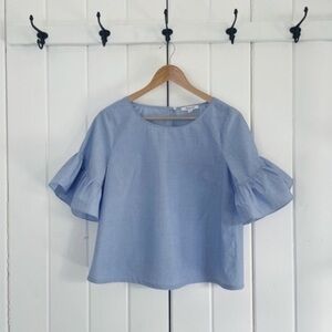 Madewell Blue Ruffle Sleeve Top​​​​​